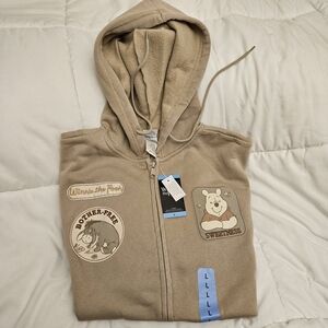 🆕 SIZE L DISNEY HOODIE Winnie the Pooh full zip w/ patches